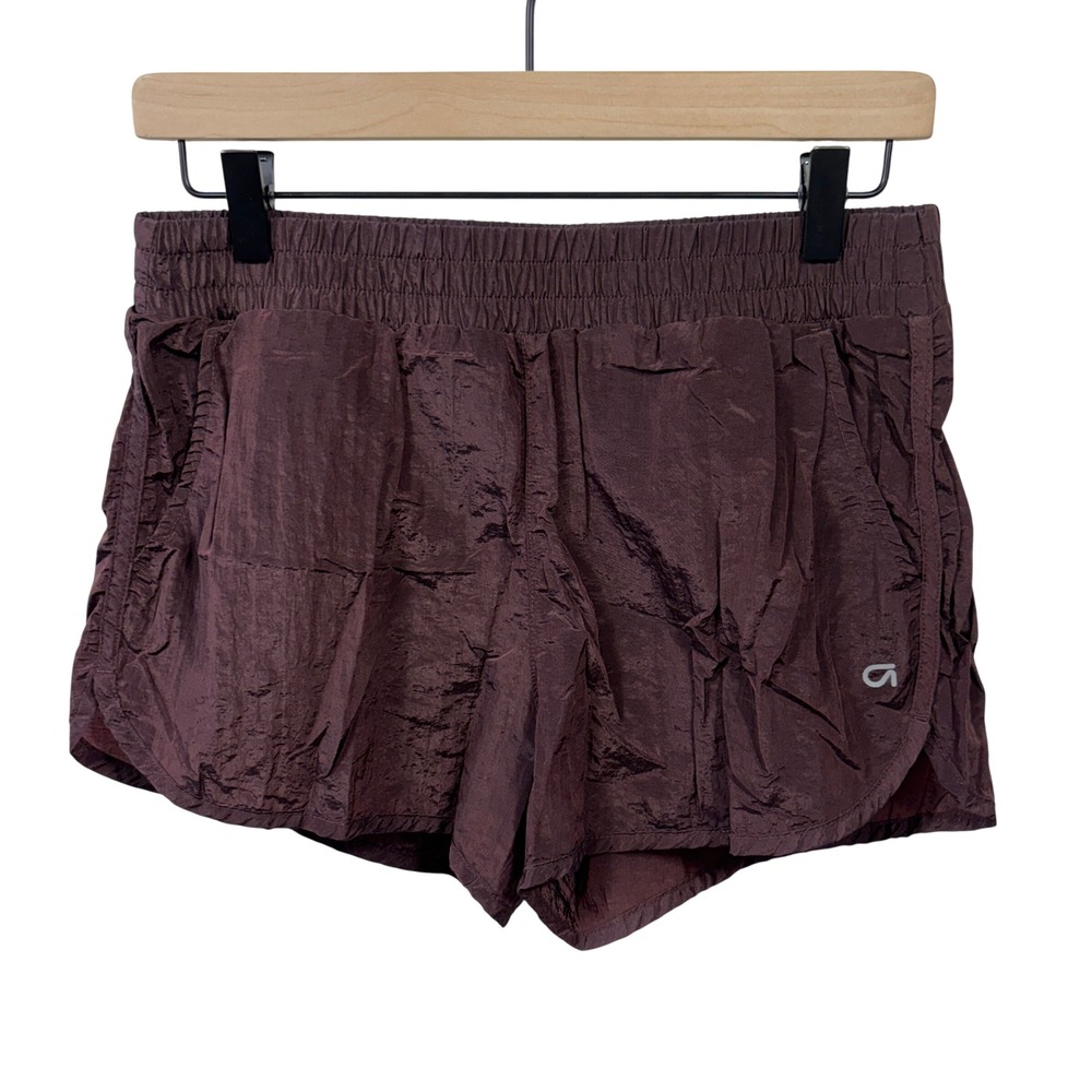 GapFit Burgundy Crinkle Curved Dolphin Hem Elastic Waist Running Shorts Womens S